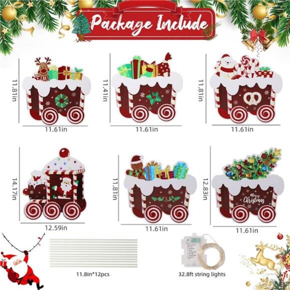 6 Pcs Christmas Decorations Outdoor with LED Lights, Large Christmas Yard Sign - Picture 2 of 8